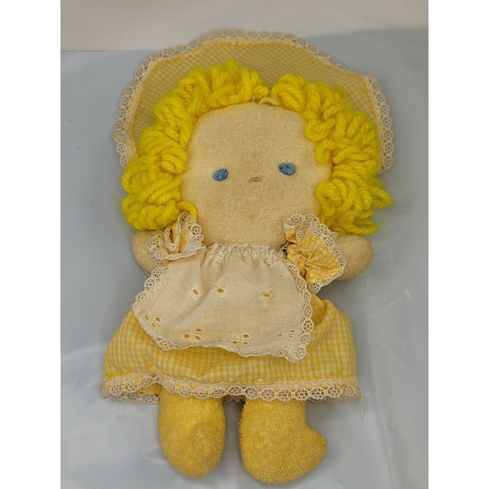 Sugar Dumplins Creation Cloth Doll 9 Inch Yellow Gingham Terry